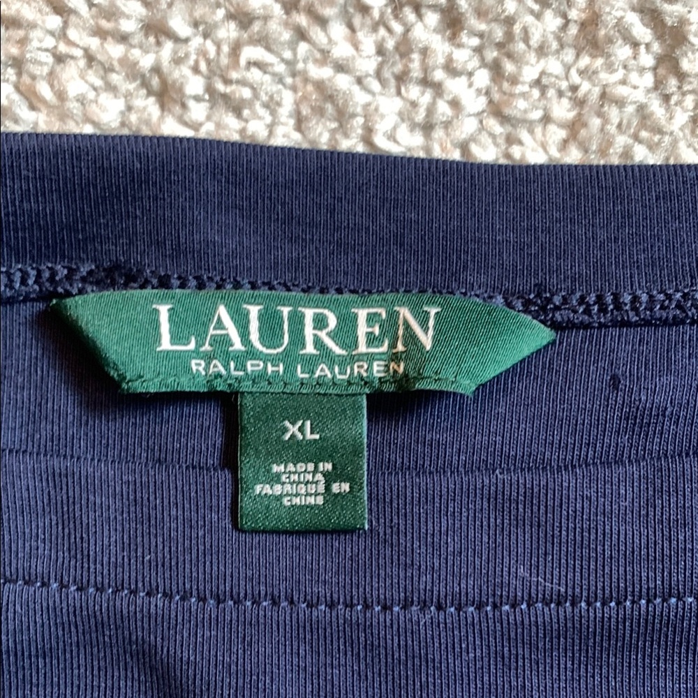 Lauren Ralph Lauren Navy Blouse with Red Sleeve Ties Prep Preppy Patriotic XL - Picture 3 of 8